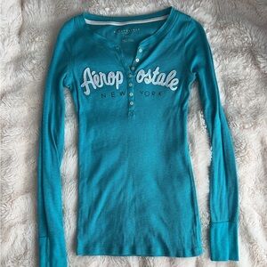 Aeropostale Teal Long Sleeve Henley